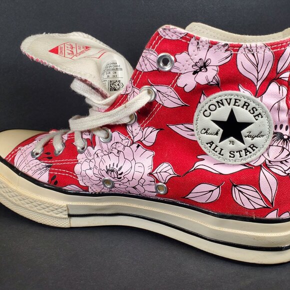Converse Chuck 70 Vintage Floral Hi Top, Red/Cherry Blossom Chic Sneakers - Picture 6 of 15